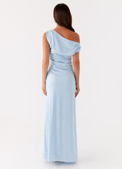 Heart Of Glass Satin Maxi Dress - Blue