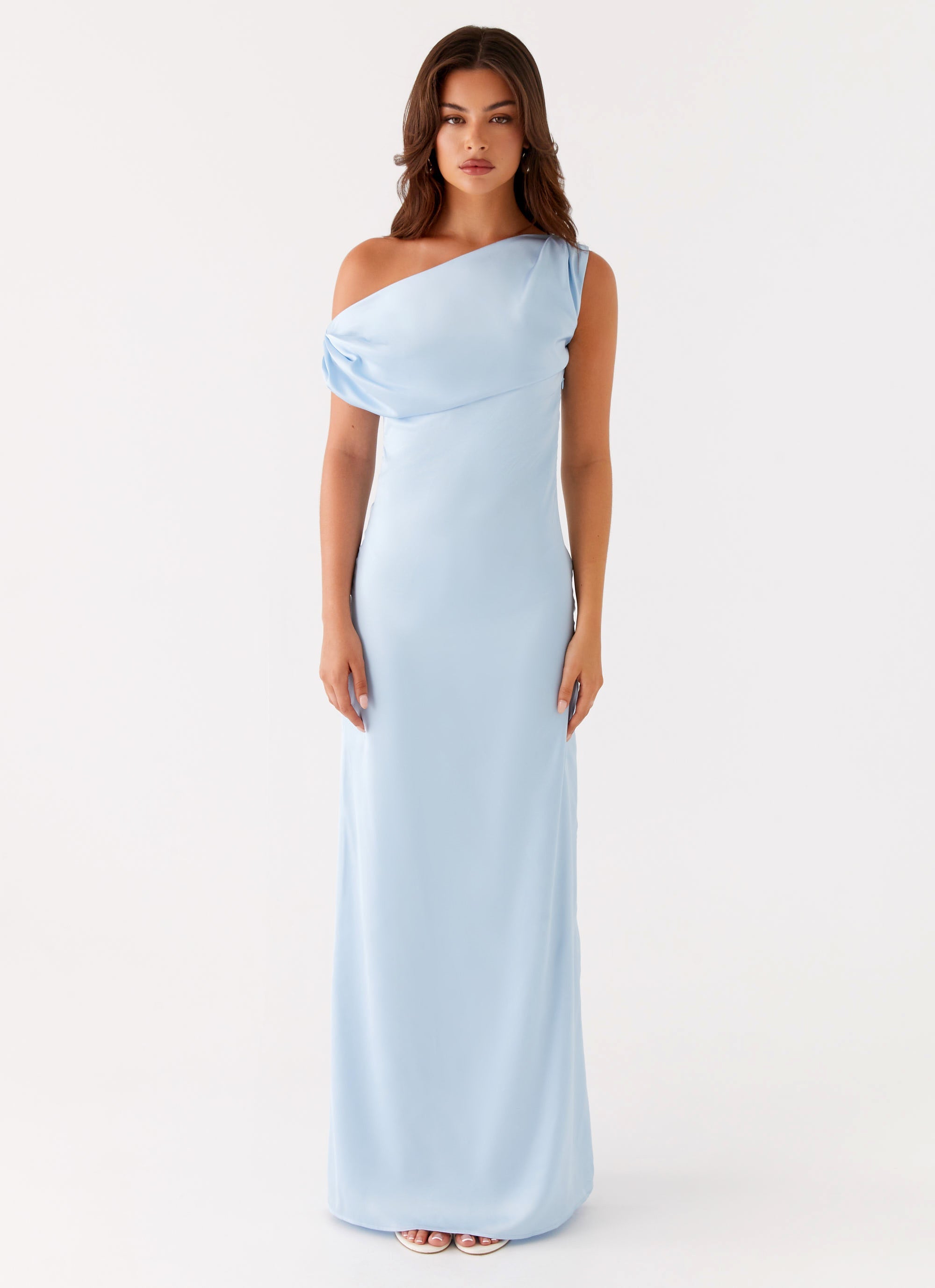 Heart Of Glass Satin Maxi Dress - Blue