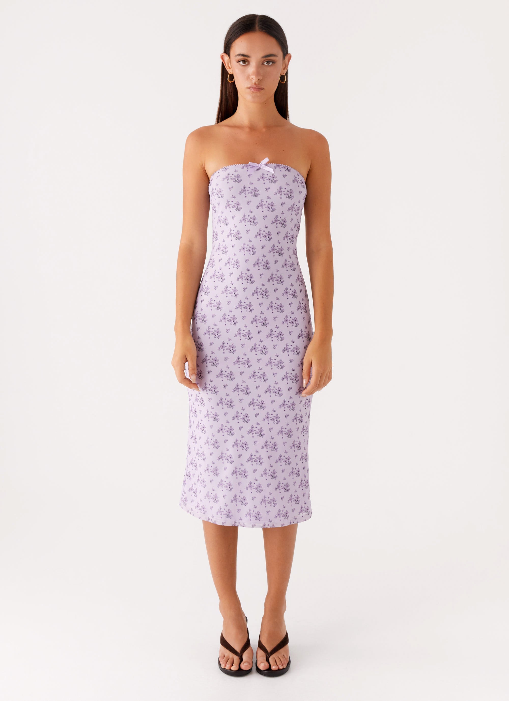 Keila Strapless Midi Dress - Lavender Meadow