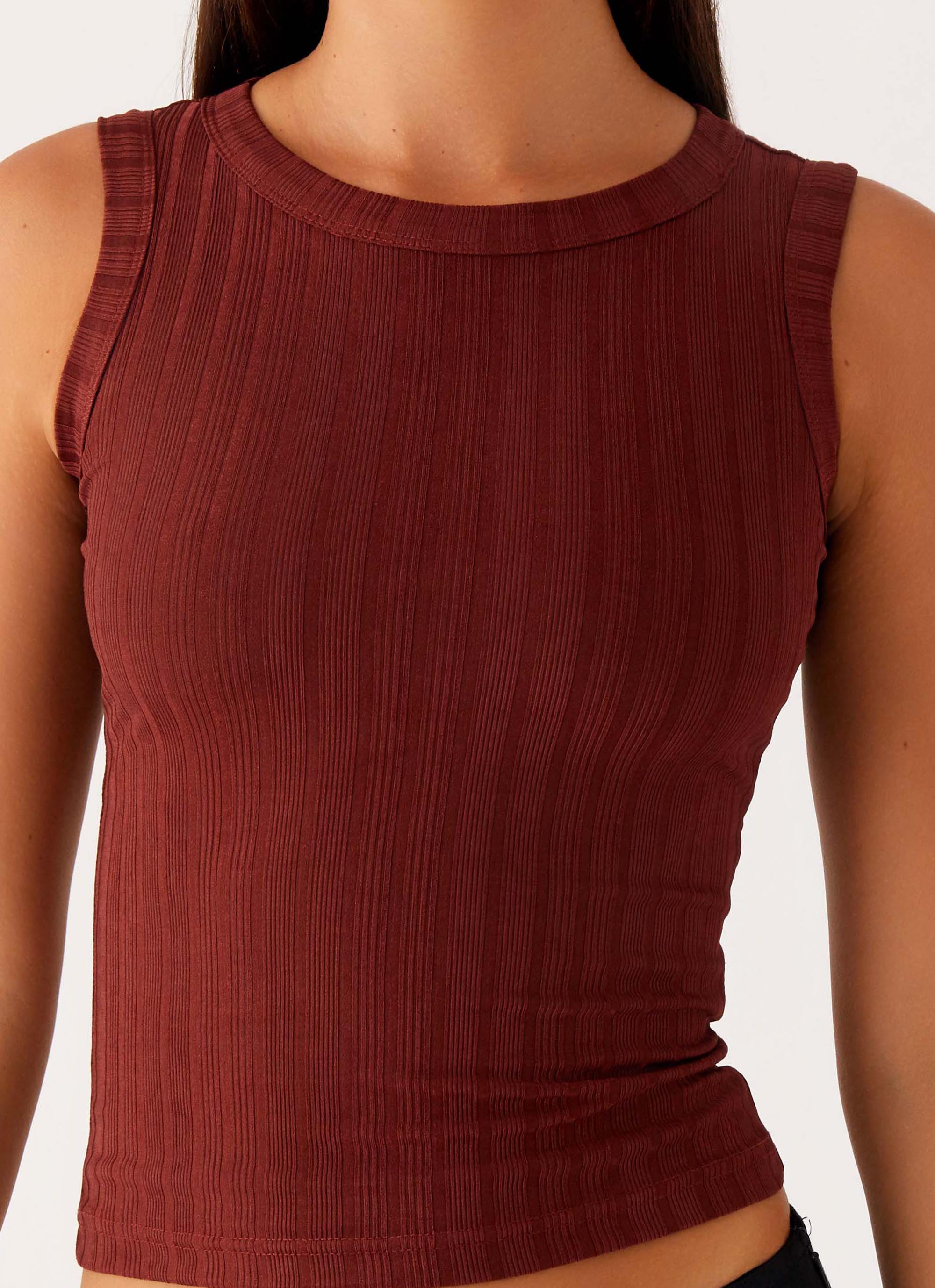 Malene Ribbed Top - Brown